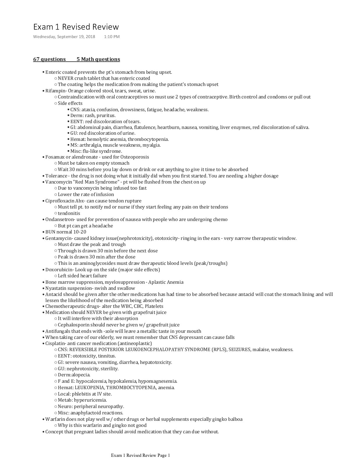 Preview image of PHARM NR 293 Exam-1 Graded A document